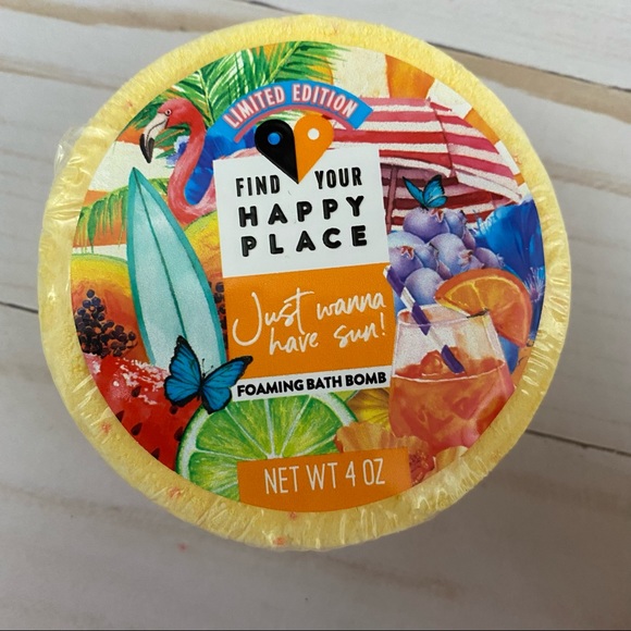 4X Find Your Happy Place Foaming Bath Bomb Just Want To Have Sun Citrus Mango - Picture 2 of 4